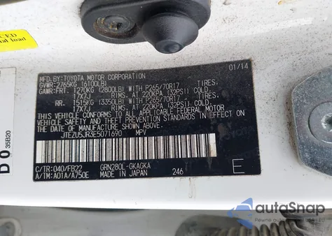 2014 Toyota 4Runner Sr5 z USA, uszkodzony, nr VIN JTEZU5JR3E5071690